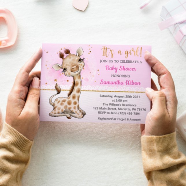 It's a girl! Giraffe Baby Shower Invitation (Creator Uploaded)