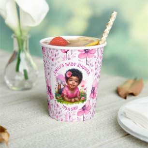 It's a Girl    Girl's Floral Baby Shower  Paper Cups