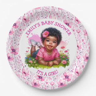 It's a Girl    Girl's Floral Baby Shower  Paper Plate