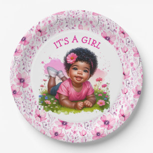 It's a Girl    Girl's Floral Baby Shower  Paper Plate