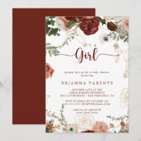 It's A Girl Gold Rustic Floral Baby Shower 
