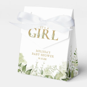 Its A Girl Greenery Foliage Gold Baby Shower Favour Box