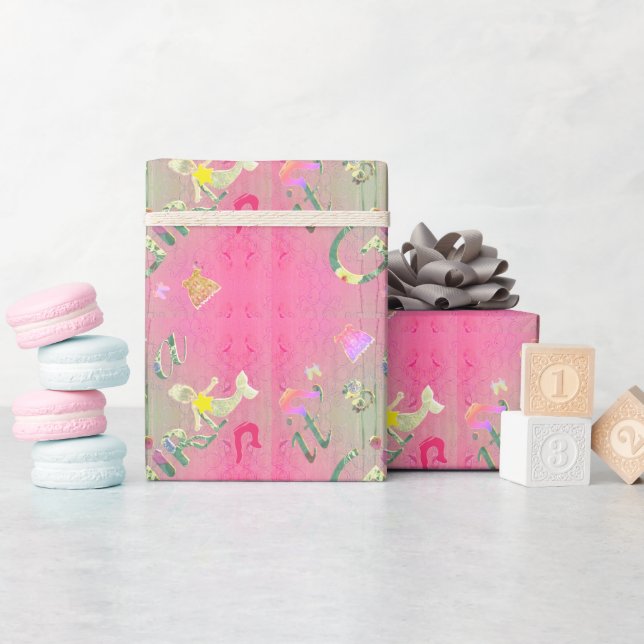 "It's a Girl" Hand drawn Illustration Floral Font  Wrapping Paper (Baby Shower)