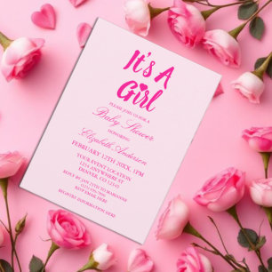 It's a Girl Heart Baby Shower Invitation