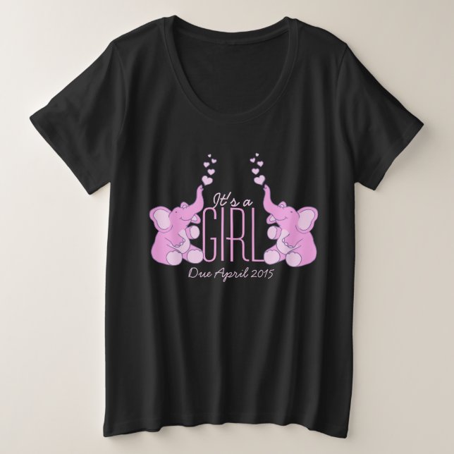 It's a girl heart elephants maternity tee (Design Front)