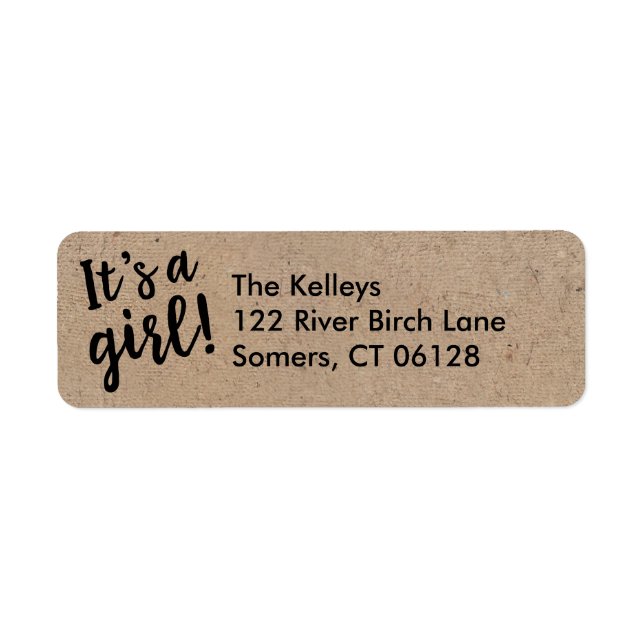 It's a Girl, Kraft Style Rustic Address (Front)
