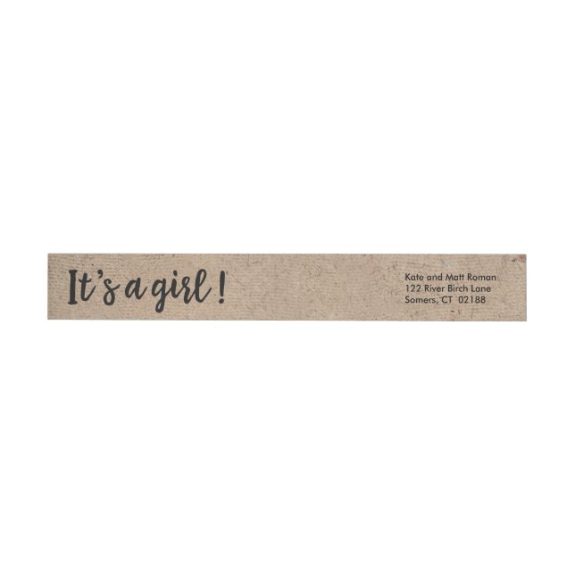 It's A Girl Kraft Style Trendy Script Wrap Around Label (Individual)