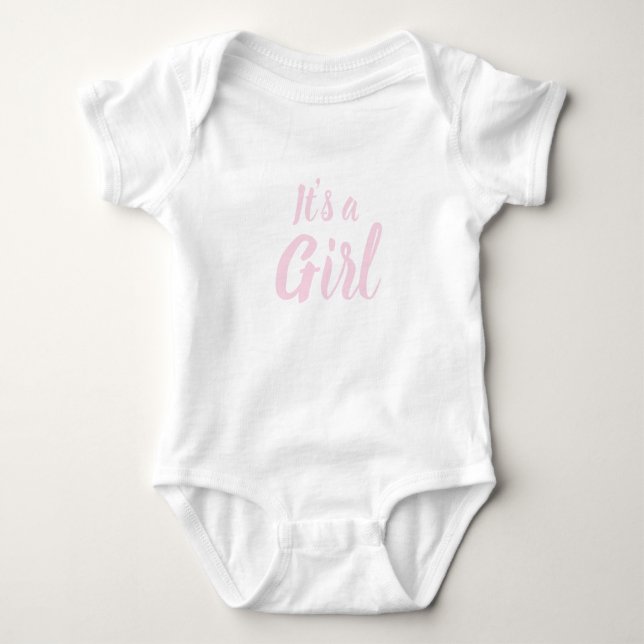 It's a Girl, light pink baby shower, gender reveal Baby Bodysuit (Front)