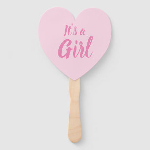 It's a Girl, light pink baby shower, gender reveal Hand Fan