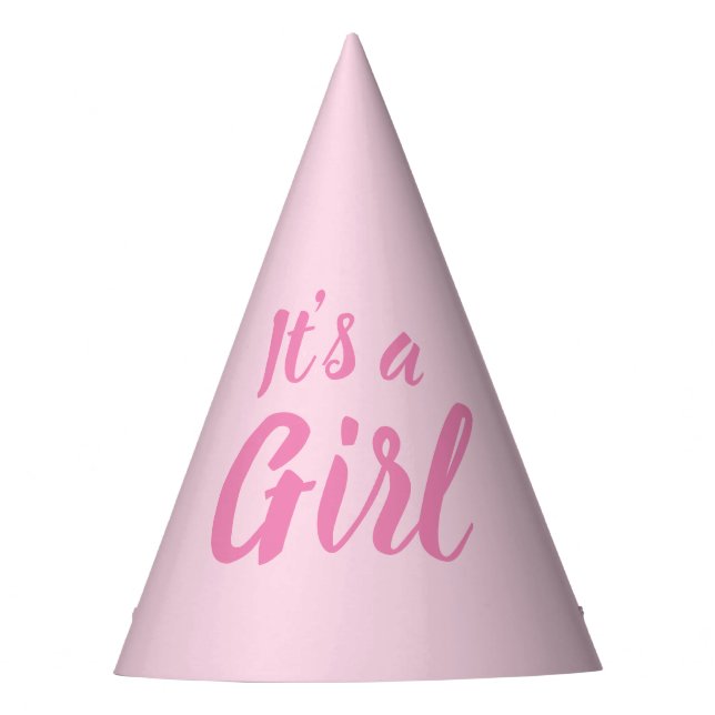It's a Girl, light pink baby shower, gender reveal Party Hat (Front)