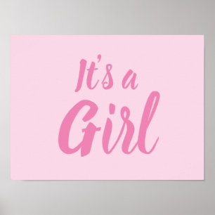 It's a Girl, light pink baby shower, gender reveal Poster