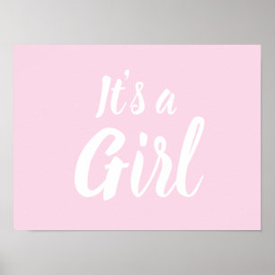It's a Girl, light pink baby shower, gender reveal Poster