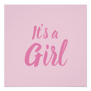 It's a Girl, light pink baby shower, gender reveal Poster