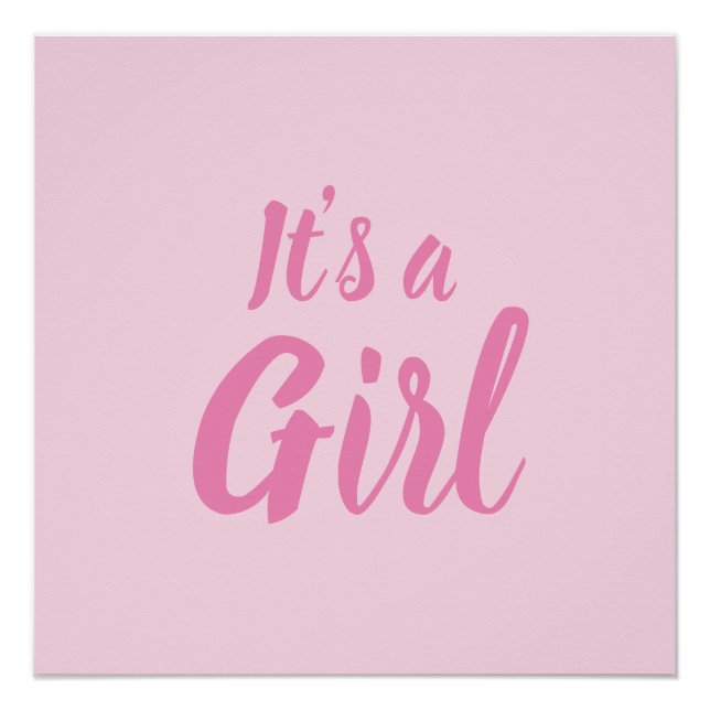 It's a Girl, light pink baby shower, gender reveal Poster (Front)