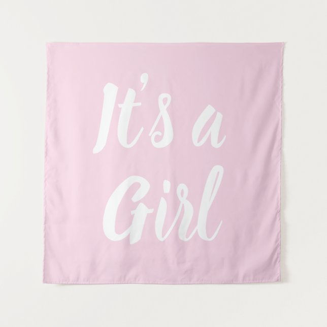It's a Girl, light pink baby shower, gender reveal Tapestry (Front)
