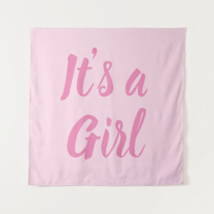 It's a Girl, light pink baby shower, gender reveal Tapestry