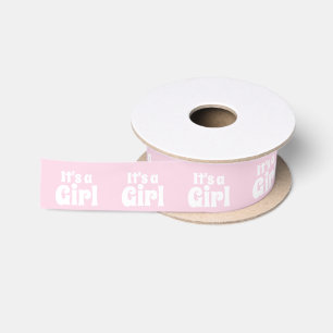 It's a Girl, light pink white gift wrapping Satin Ribbon