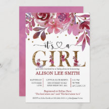 It's a Girl Lila and Gold Confetti Baby Shower