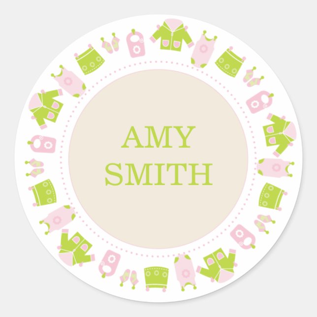 {it's a girl!} little laundry baby shower sticker (Front)