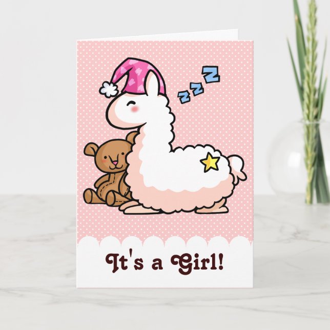 It's a Girl Llama! Card (Front)