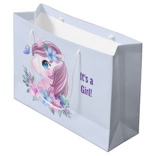 It's a Girl Magical Unicorn Portrait Large Gift Bag