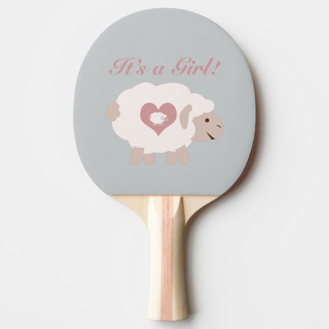 It's a Girl! Mama Sheep Ping Pong Paddle (Front)
