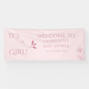 It's A Girl! Minimalism Pastel Pink Baby Shower Banner