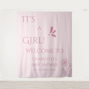 It's A Girl! Minimalism Pastel Pink Baby Shower Tapestry