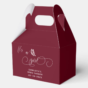 It's A Girl Modern Minimal Butterfly Baby Shower Favour Box