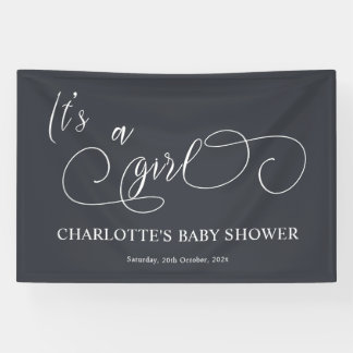 It's a Girl Modern Minimal Calligraphy Baby Shower Banner