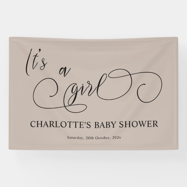 It's a Girl Modern Minimal Calligraphy Baby Shower Banner (Horizontal)