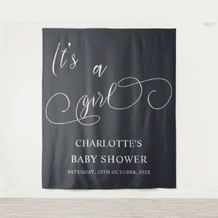 It's a Girl Modern Minimal Calligraphy Baby Shower Tapestry