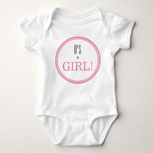 It's a Girl! Modern Pink Baby Gender Reveal  Baby Bodysuit