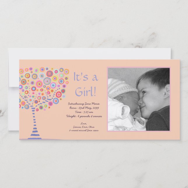 It's a Girl New Baby Announcement Gift Photocard (Front)