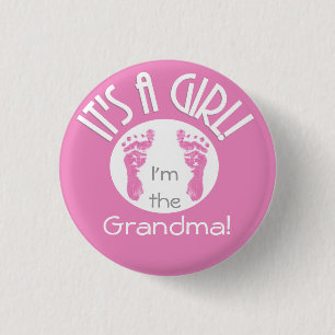 It's a Girl! New Baby Button for Relatives - Round