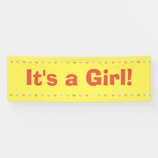 It's a Girl - New Baby Girl Birth Announcement Banner (Horizontal)
