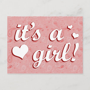 it's a girl : paisley announcement postcard
