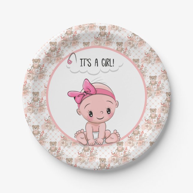 It's A Girl Paper Plate (Front)