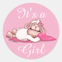 It's a Girl Personalise Baby Shower Pink sticker