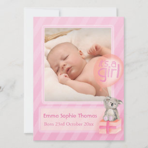 It's a girl photo newborn baby announcement card