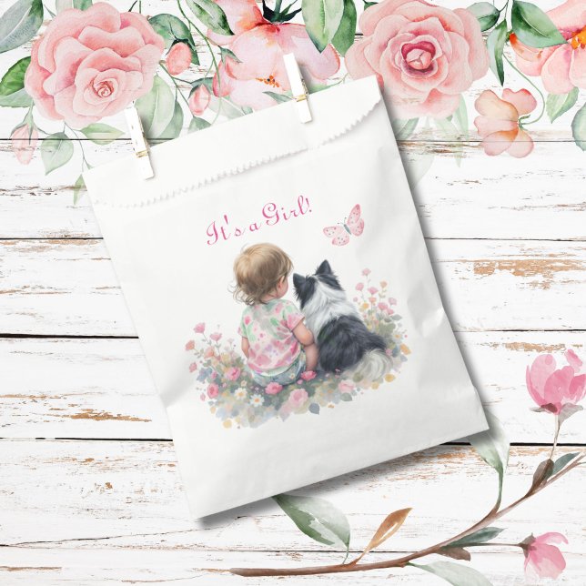 It's a Girl | Pink Baby and Puppy Baby Shower Favour Bags (Creator Uploaded)