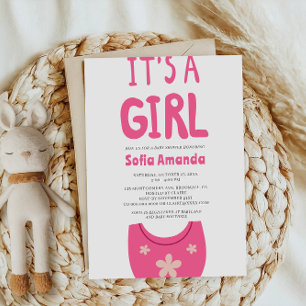It's a Girl Pink Baby Bib Baby Shower Invitation