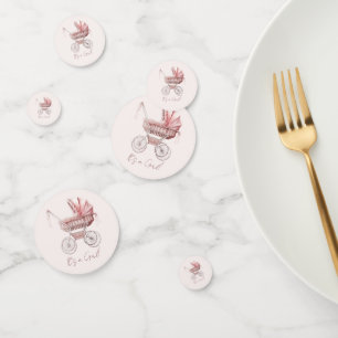 It's a Girl! Pink Baby Carriage Shower Confetti