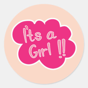 It's a girl pink baby girl shower classic round sticker