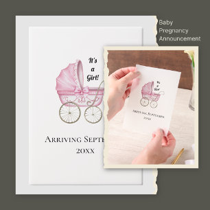 It's A Girl! Pink Baby Pregnancy Announcement