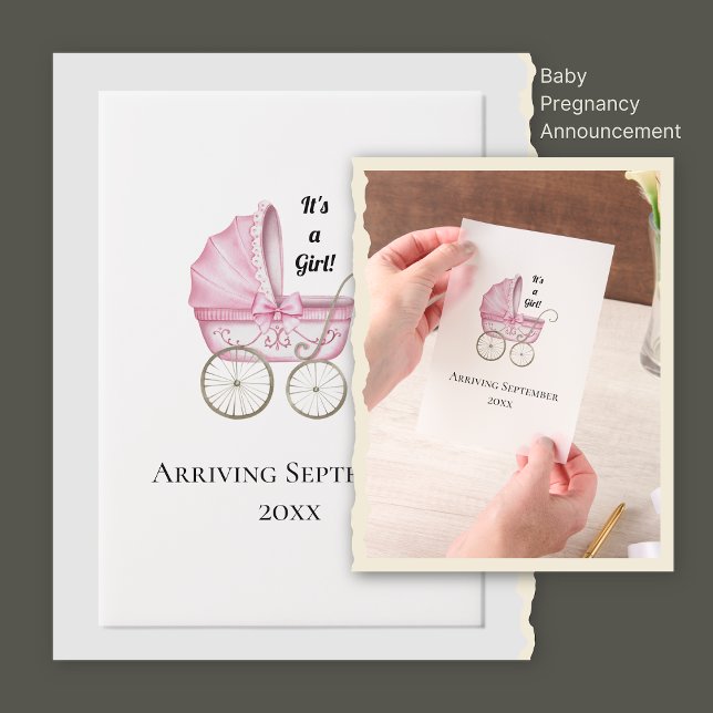 It's A Girl! Pink Baby Pregnancy Announcement (Creator Uploaded)