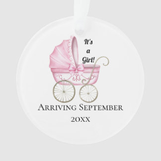 It's A Girl! Pink Baby Pregnancy Announcement Ornament