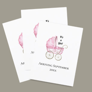 It's A Girl! Pink Baby Pregnancy Announcement Postcard