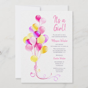 Its a Girl Pink Baby Shower Invitation