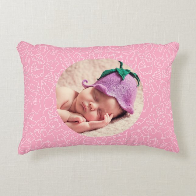 It's a Girl Pink Baby Shower Personalised Image Decorative Cushion (Front)